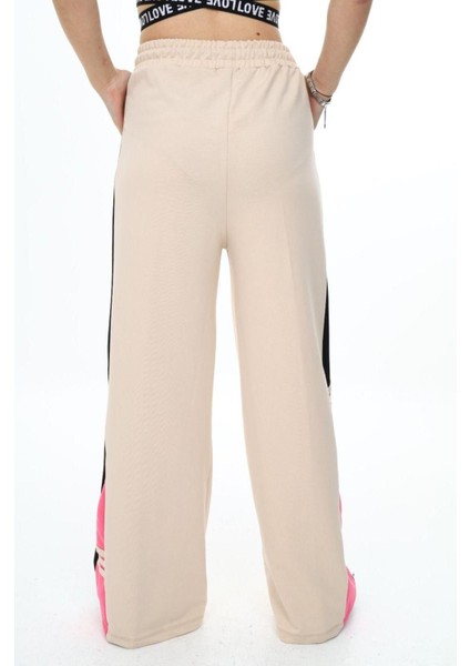 Kız Çocuk %100 Pamuk Garnili Oversize Geniş Paça Eşofman ALTI-EŞF-0003