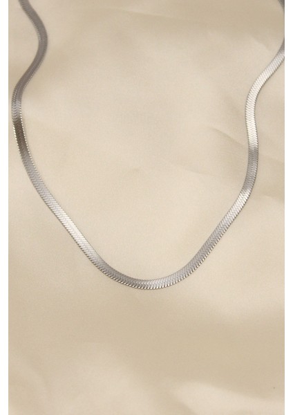 Çelik Silver Renk 45 cm İtalyan Zincir Model Kadın Kolye
