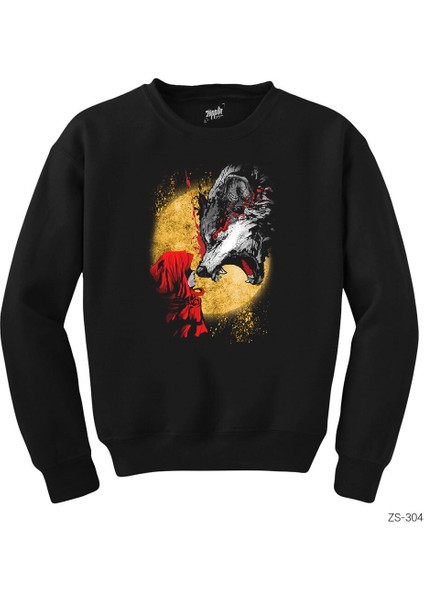 Kırmızı Başlıklı Kız ve Kurt Siyah Sweatshirt fiyatları