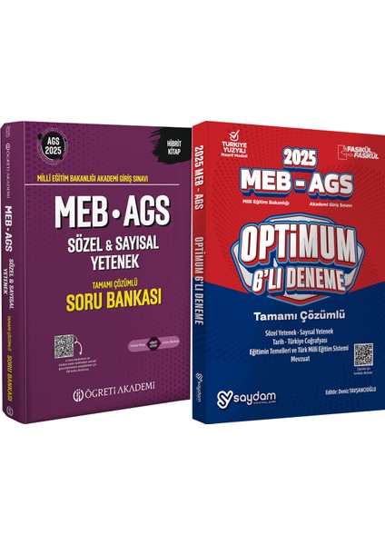 2025 Meb-Ags Soru Bankası Tamamı Çözümlü Sözel / Sayısal Yetenek / Meb-Ags 6'lı Deneme