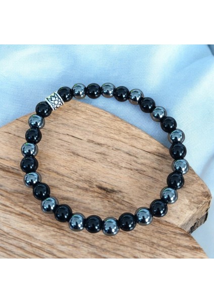 Doğal Taş Bileklik - Doğal Taş Tesbih -Zaza Tesbih - Hematit Oniks Taşı Seti 3 Lü Set indirimleri