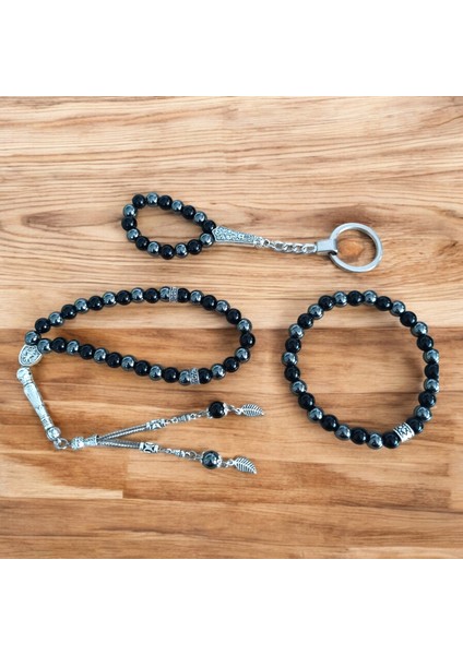 Hematit Taşı Oniks Doğal Taş Bileklik - Doğal Taş Tesbih - Doğal Taş Anahtarlık - 3 Adet Doğal Taş fiyatları