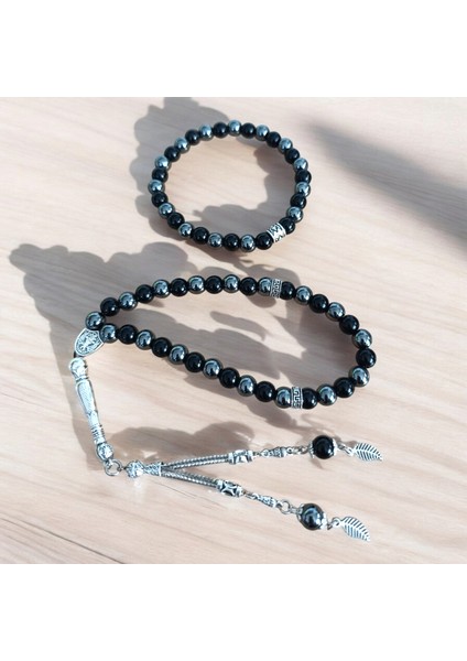 Hematit Taşı Oniks Doğal Taş Bileklik - Doğal Taş Tesbih - Doğal Taş Anahtarlık - 3 Adet Doğal Taş modelleri