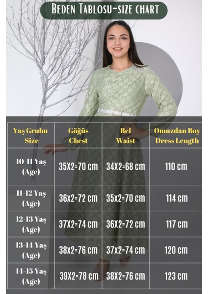 Çocuk Astarlı Uzun Güpür Desenli ELBISE-ELB-0014