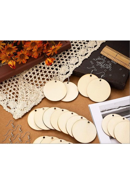 30 Parça 4 cm Ahşap Küpe, Kendin Tasarla, Boyanabilir Mdf Ahşap Küpe Kiti fırsatları