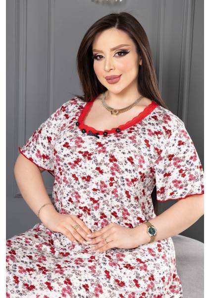 Bambu U Yaka Dantel Detaylı Etek Kol Suffle Overlok Kloş Battal Beden fiyatları