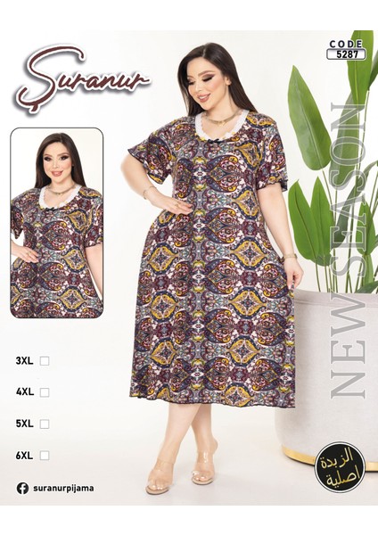 Bambu U Yaka Dantel Detaylı Etek Kol Suffle Overlok Kloş Battal Beden fiyatları