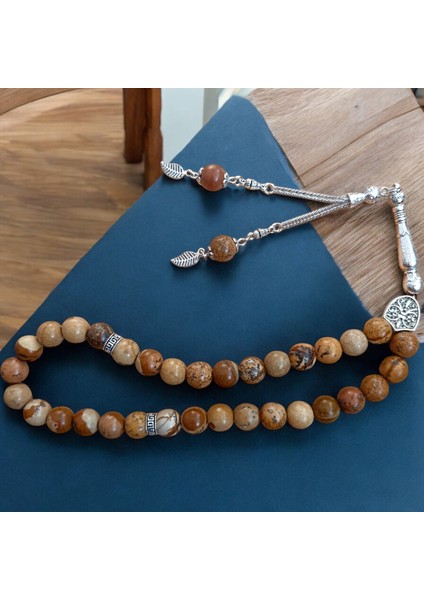 Odun Jasper Taşı Tesbih 33'lük Tesbih Doğal Taş Tesbih Sertifikalı Özel Mdf Kutu 10 mm fiyatları