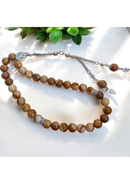 Odun Jasper Taşı Tesbih 33'lük Tesbih Doğal Taş Tesbih Sertifikalı Özel Mdf Kutu 10 mm modelleri