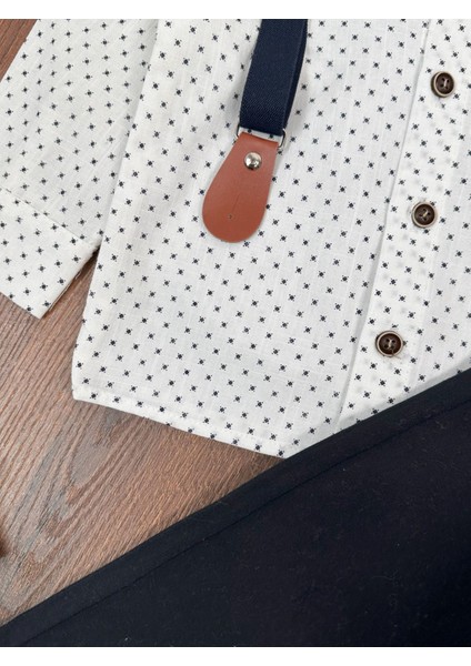 Deluxe Erkek Bebek Takım 5 Parça Şapkalı Askılı Papyonlu Gömlek ve Likralı Gabardin Pantolunlu Takım modelleri