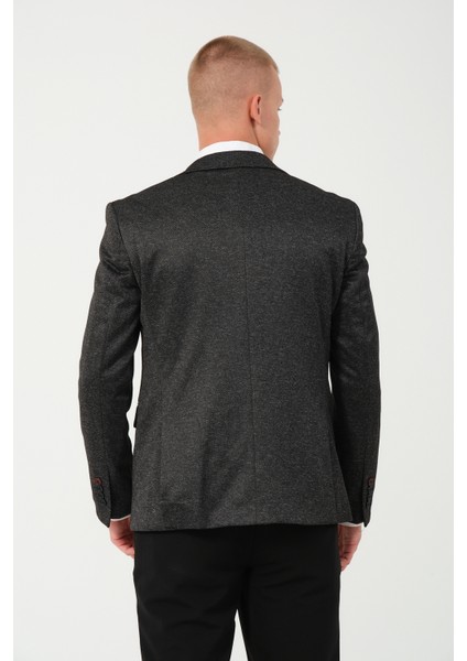Erkek Slim Fit Blazer Ceket Koyu Gri