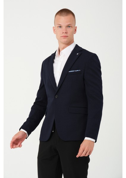 Erkek Slim Fit Blazer Ceket Lacivert