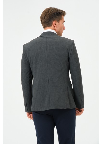 Erkek Slim Fit Likralı Blazer Ceket Antrasit