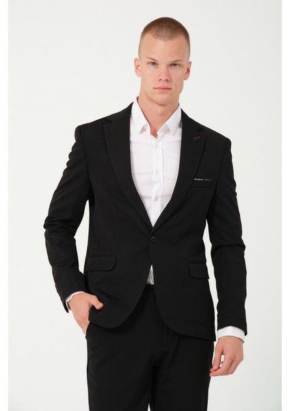 Erkek Slim Fit Blazer Ceket Siyah