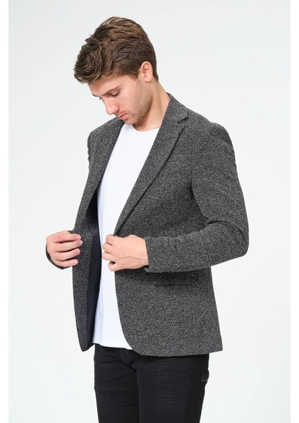 Erkek Slim Fit Blazer Ceket Antrasit
