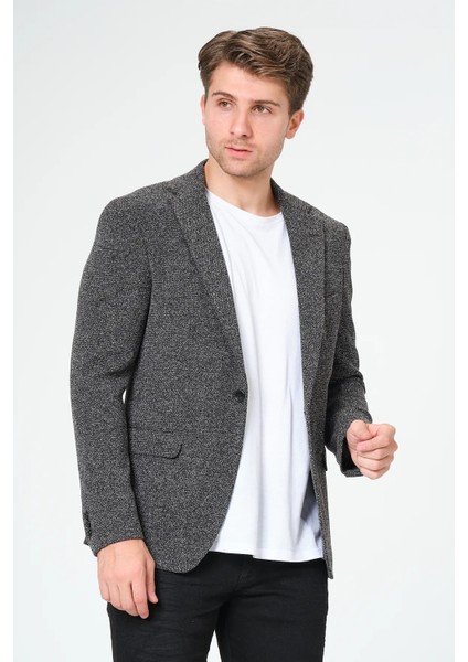 Erkek Slim Fit Blazer Ceket Antrasit