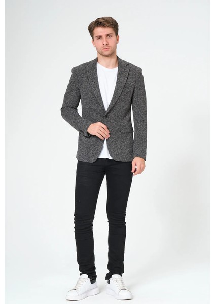 Erkek Slim Fit Blazer Ceket Antrasit