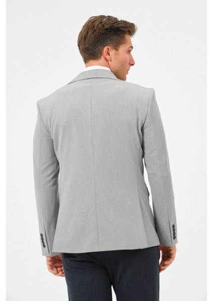 Erkek Slim Fit Likralı Blazer Ceket Açık Gri fırsatları