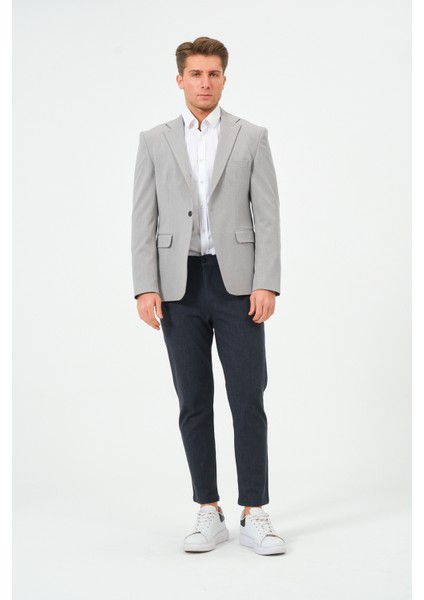 Erkek Slim Fit Likralı Blazer Ceket Açık Gri indirimleri