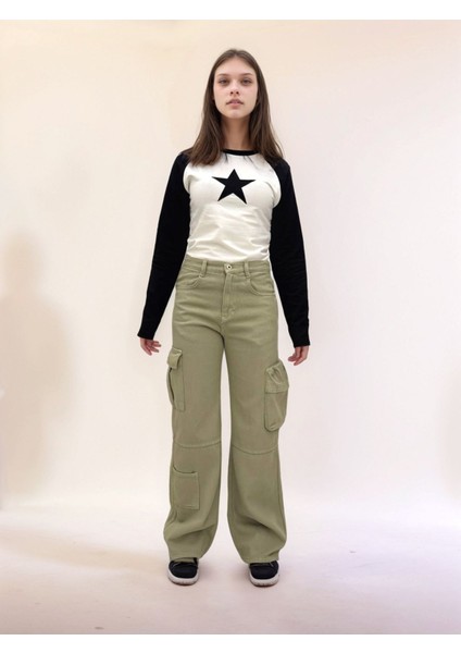 Kız Çocuk Pamuk Gabardin Geniş Paça Kargo Cepli Pantolon - Rahat ve ŞIK-PNT-0047 fırsatları