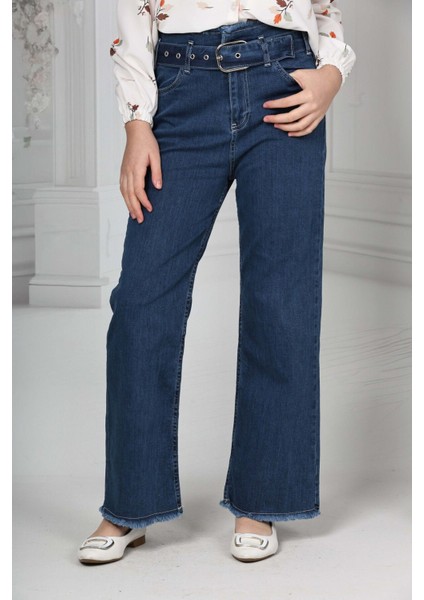 Kız Çocuk Pamuk Gabardin Geniş Paça Kargo Cepli Pantolon - Rahat ve ŞIK-PNT-0047