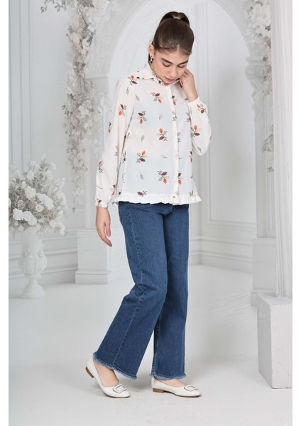 Kız Çocuk Pamuk Gabardin Geniş Paça Kargo Cepli Pantolon - Rahat ve ŞIK-PNT-0047 fiyatları