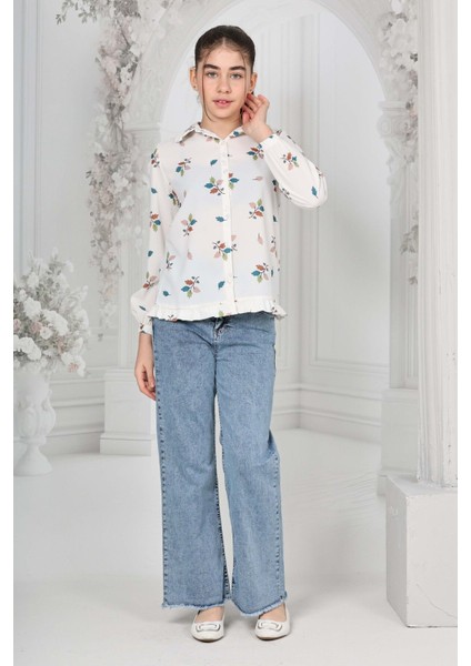 Kız Çocuk Pamuk Gabardin Geniş Paça Kargo Cepli Pantolon - Rahat ve ŞIK-PNT-0047 fiyatları
