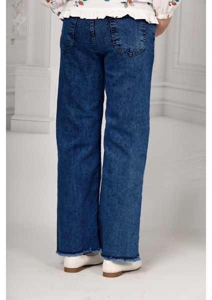 Kız Çocuk Pamuk Gabardin Geniş Paça Kargo Cepli Pantolon - Rahat ve ŞIK-PNT-0047 fırsatları