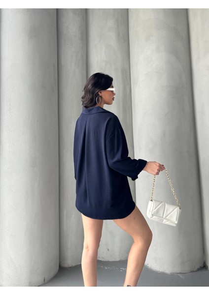 Kadın Flory Ayrobin Oversize Tek Cep Gömlek