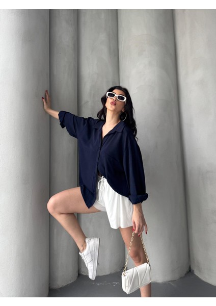 Kadın Flory Ayrobin Oversize Tek Cep Gömlek