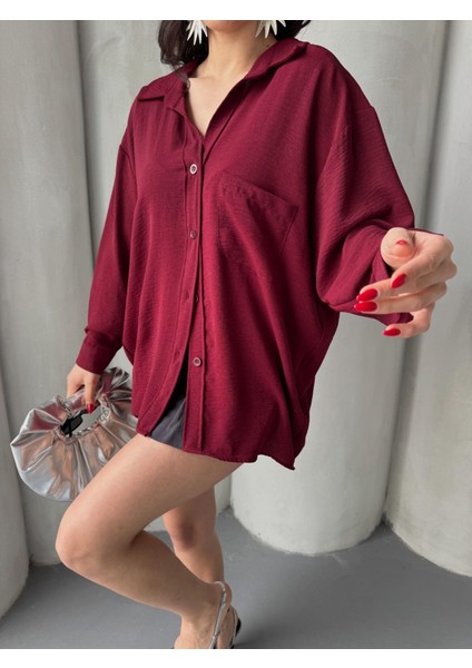 Kadın Flory Ayrobin Oversize Tek Cep Gömlek