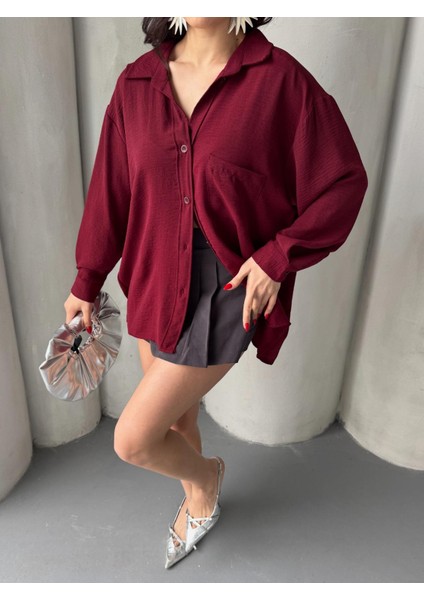 Kadın Flory Ayrobin Oversize Tek Cep Gömlek