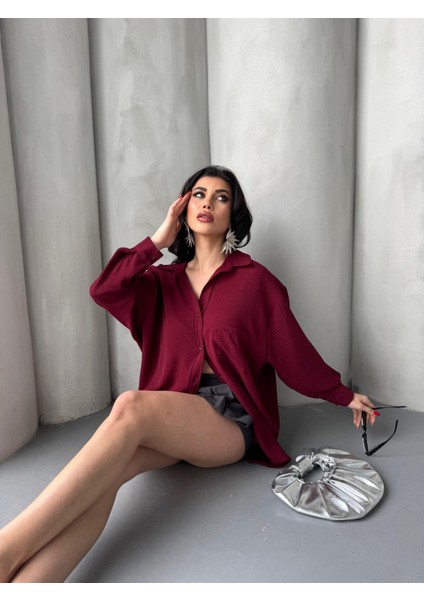 Kadın Flory Ayrobin Oversize Tek Cep Gömlek