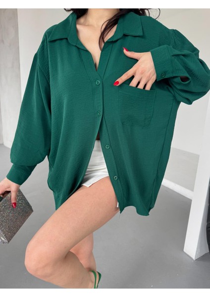 Kadın Flory Ayrobin Oversize Tek Cep Gömlek