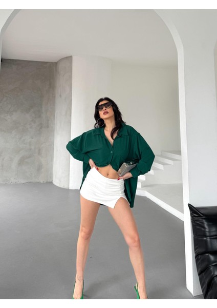 Kadın Flory Ayrobin Oversize Tek Cep Gömlek