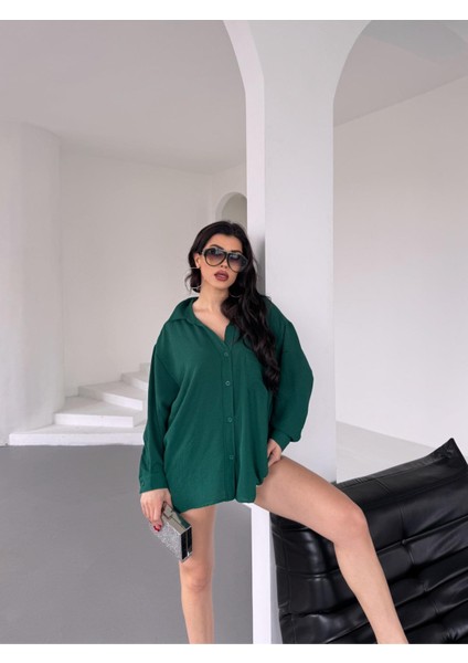 Kadın Flory Ayrobin Oversize Tek Cep Gömlek