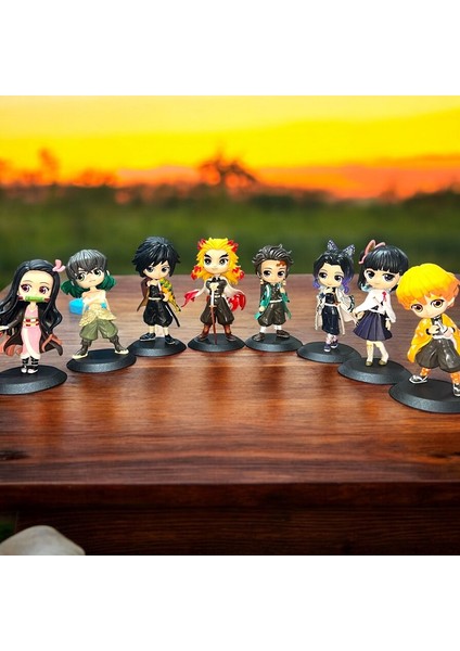 Vıp Demon Slayer 8\\\'li Karakter Set Anime Set 13 cm Demon Slayer Oyuncakları Demon Slayer Biblo Set
