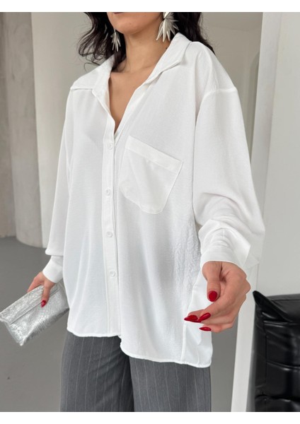 Kadın Flory Ayrobin Oversize Tek Cep Gömlek