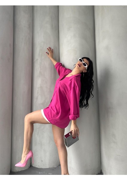 Kadın Flory Ayrobin Oversize Tek Cep Gömlek