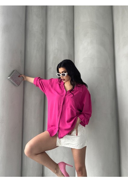 Kadın Flory Ayrobin Oversize Tek Cep Gömlek