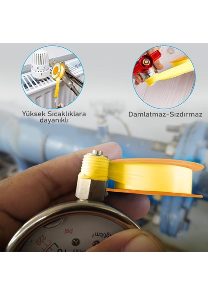 5 Adet Kaliteli Doğalgaz Teflon Bant (8 Metre 12 mm)