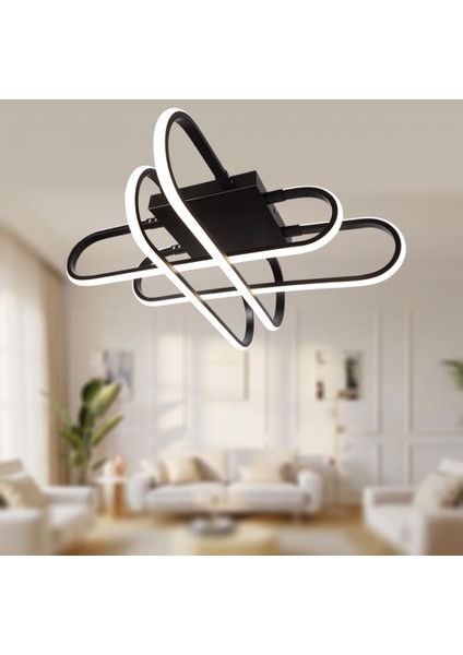 TT338-SY Tt Aydınlatma Kasef Model Mat Siyah Kaplama LED Avize