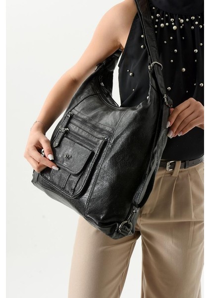 Vegan Deri Kadın Omuz Çantası Sırt Çantası Fonksiyonel Kullanım 30 cm Genişlik 25 cm Yükseklik