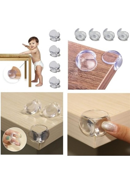 Bebek Çocuk Yumuşak ve Esnek Dairesel Şeffaf Yapışkanlı Güvenlik Köşe Koruyucu (8 Adet) fırsatları