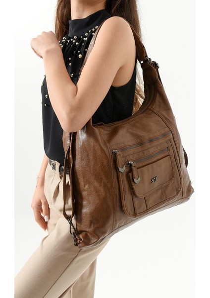 Vegan Deri Kadın Omuz Çantası Sırt Çantası Fonksiyonel Kullanım 30 cm Genişlik 25 cm Yükseklik