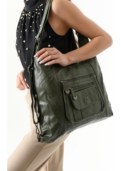 Vegan Deri Kadın Omuz Çantası Sırt Çantası Fonksiyonel Kullanım 30 cm Genişlik 25 cm Yükseklik