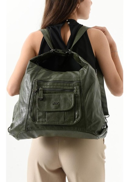 Vegan Deri Kadın Omuz Çantası Sırt Çantası Fonksiyonel Kullanım 30 cm Genişlik 25 cm Yükseklik fırsatları