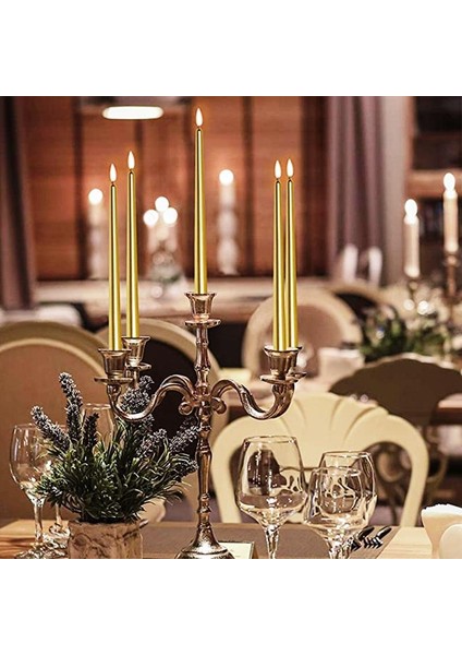 10 Pcs Chrıstmas Candle Metallıc Brıght Gold Candlestıck 10 Adet Altın Şamdan Mumu Yılbaşı Mumları