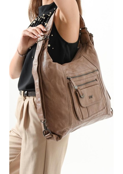 Vegan Deri Kadın Omuz Çantası Sırt Çantası Fonksiyonel Kullanım 30 cm Genişlik 25 cm Yükseklik