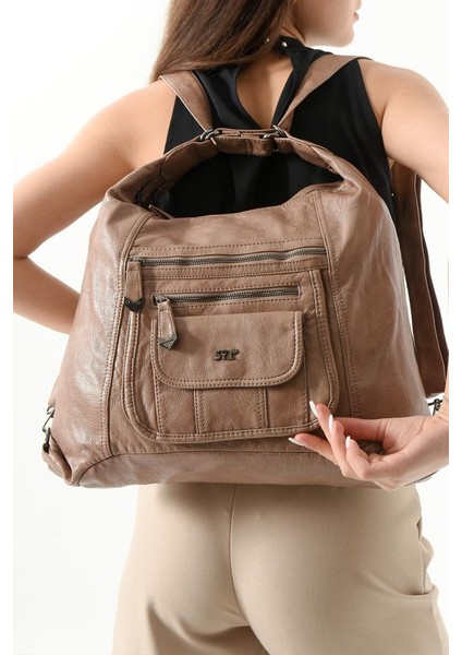 Vegan Deri Kadın Omuz Çantası Sırt Çantası Fonksiyonel Kullanım 30 cm Genişlik 25 cm Yükseklik fırsatları